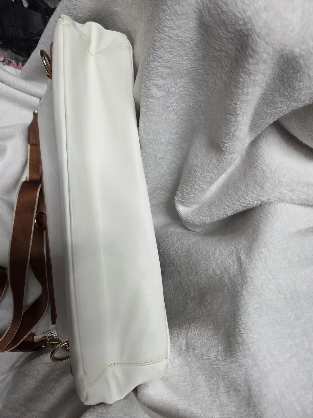 Two-Tone Tan and White Messenger Bag